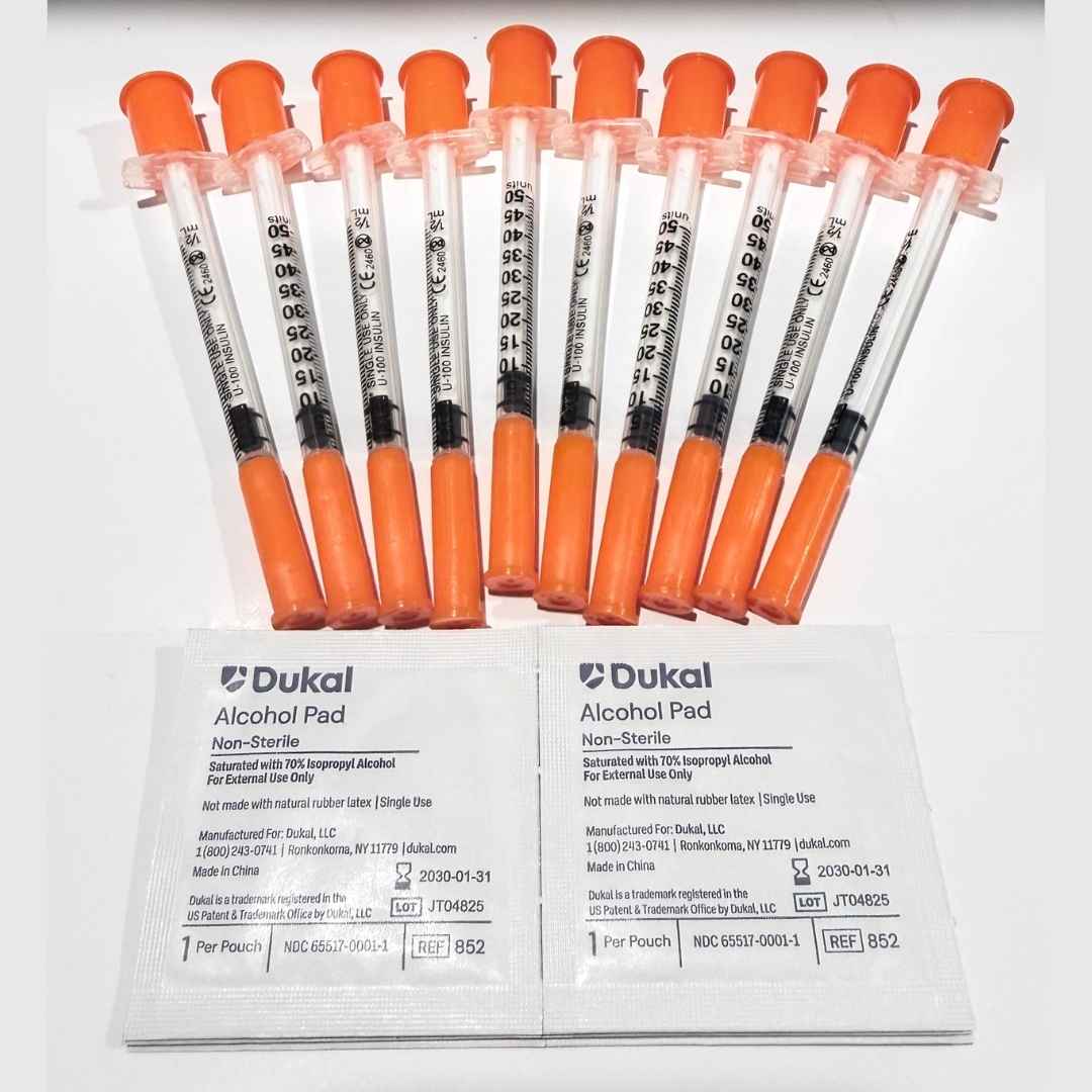 Pack of 10: 0.5ml Insulin Syringes 30G x 5/16” + 10 FREE Alcohol Pads - Anabolic Steroids For Sale - Gomeisa Labs